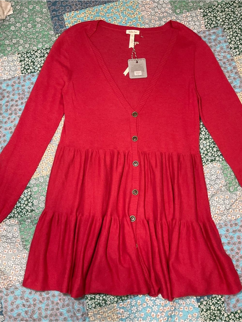 Matilda Jane Girls' Red Tiered Button Cardigan Dress
